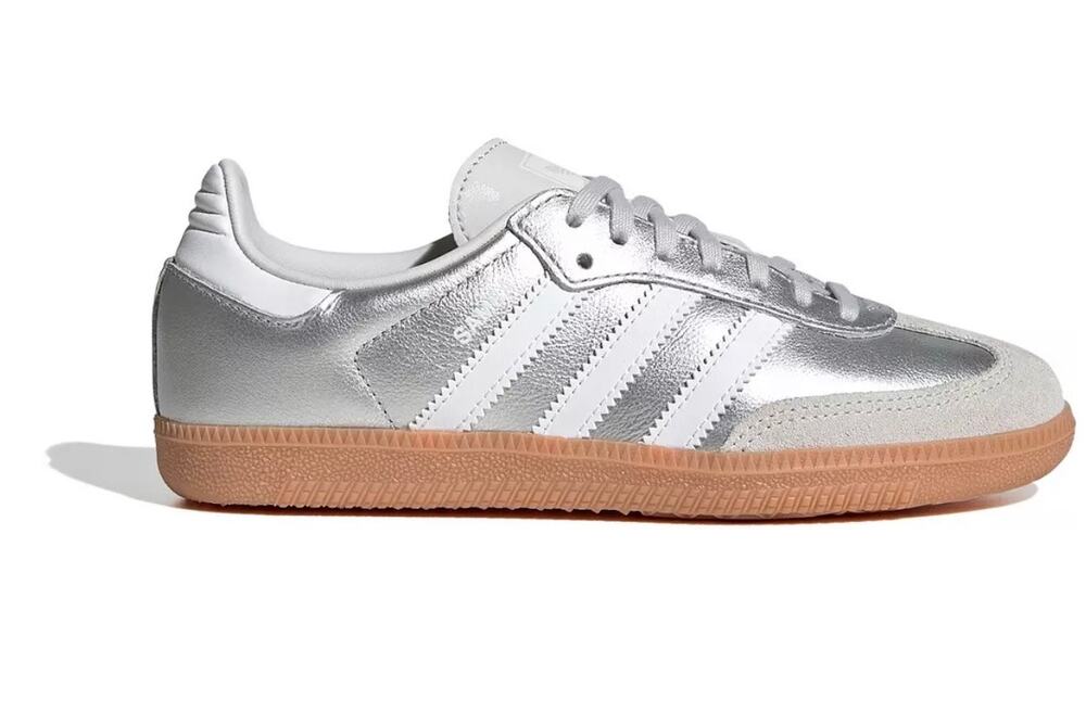 Adidas Samba OG J Silver Metallic kids Sz 4.5 ladies Sz 6.5